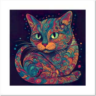 Colorful cat Posters and Art